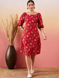 InWeave Floral Print A-Line Dress
