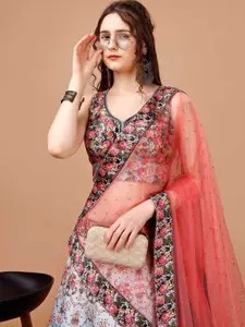 SAPTRANGI Printed Semi-Stitched Lehenga & Blouse With Dupatta