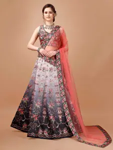 SAPTRANGI Printed Semi-Stitched Lehenga & Blouse With Dupatta