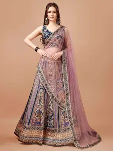 SAPTRANGI Printed Semi-Stitched Lehenga & Blouse With Dupatta