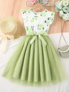 BAESD Floral Ruffled Net Fit & Flare Dress