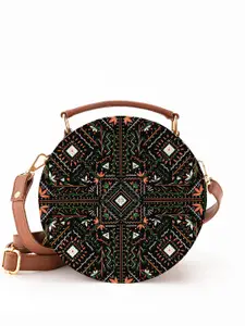 Kalankit Ethnic Motifs Textured Half Moon Satchel