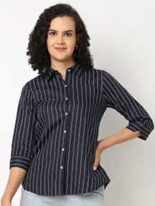 NOT SO PINK Women Classic Opaque Striped Casual Shirt