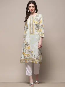 Biba Women Floral Printed Flared Sleeves Sequinned Kurta