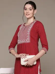 Readiprint Striped Embroidered Sequinned Kurta