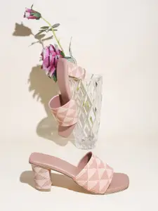Try Me Printed Ethnic Block Sandals with Bows