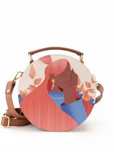 Kalankit Printed Structured Satchel with Bow Detail