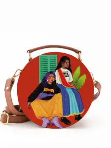 Kalankit Textured Bucket Satchel with Applique