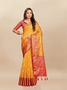 bansari textiles Woven Design Zari Organza Banarasi Saree