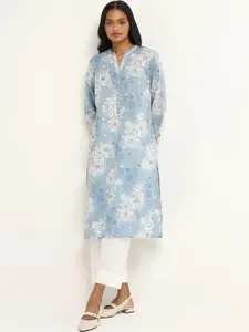 BAESD Mandarin Collar Floral Printed Straight Kurta