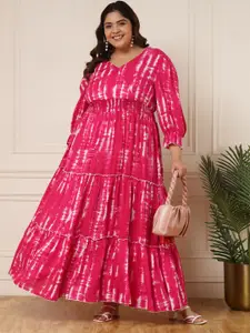 DEEBACO Floral Print Puff Sleeve Maxi Dress