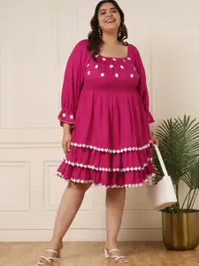 DEEBACO Puff Sleeve A-Line Dress