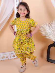 BownBee Girls Printed Top with Dhoti Pants