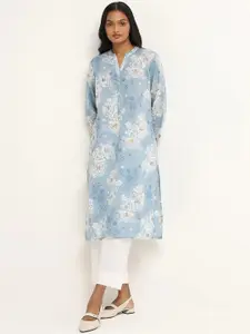 BAESD Mandarin Collar Floral Printed Straight Kurta