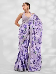 Ishin Floral Sequinned Poly Georgette Saree