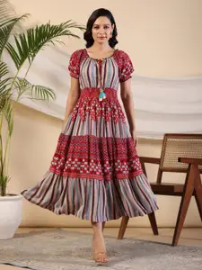 Juniper Floral Print Puff Sleeve Liva Maxi Dress