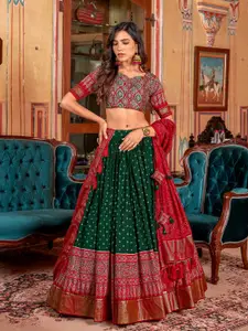 LOOKNBOOK ART Printed Semi-Stitched Lehenga & Unstitched Blouse With Dupatta