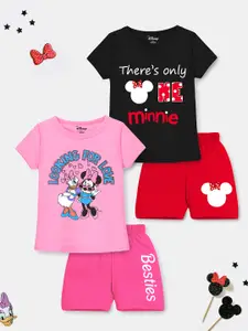 YK Disney Girls Pack Of 2 Printed T-shirt with Shorts