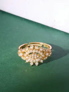 Zaveri Pearls Cubic Zirconia Studded Adjustable Finger Ring