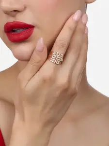 Zaveri Pearls Cubic Zirconia Studded Adjustable Finger Ring