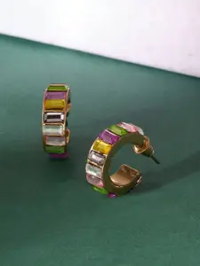 Zaveri Pearls Contemporary Half Hoop Earrings