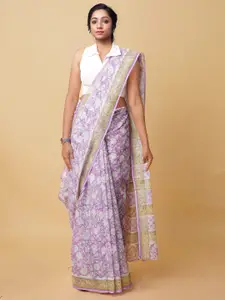 Unnati Silks Floral Block Printed Silk Cotton Kota Saree