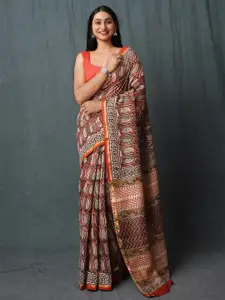 Unnati Silks Tie and Dye Zari Silk Cotton Handloom Chanderi Saree