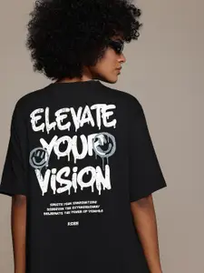 The Roadster Lifestyle Co. Women Printed Pure Cotton Oversized T-shirt