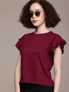 The Roadster Life Co. Flutter Sleeves Ruffles Top