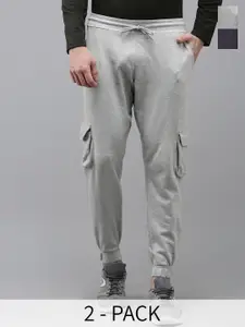 MADSTO Men Pack Of 2 Cotton Mid-Rise Joggers