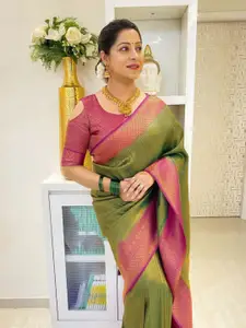 Areca Designer Geometric Woven Design Banarasi Zari Saree