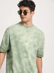 THE BEAR HOUSE Men Tie and Dye Loose Fit Cotton Round Neck T-Shirt