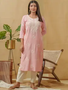 Ishin Women Floral Embroidered Flared Sleeves Kurta