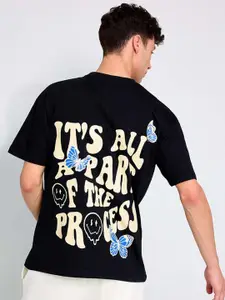 PURPLEMANGO THE FRUIT OF FASHION Men Checked Round Neck Monochrome Applique T-shirt