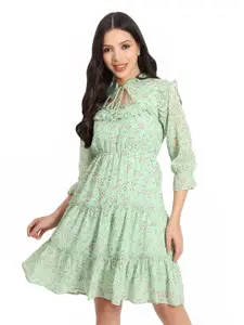 BAESD Floral Print Georgette Fit & Flare Dress