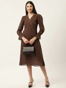 Slenor Georgette Fit & Flare Midi Dress