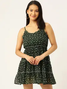 Slenor Floral Print Georgette Fit & Flare Dress