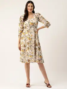 Slenor Floral Print Georgette A-Line Dress