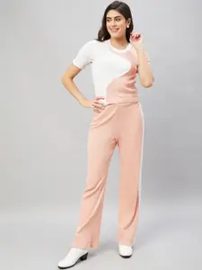 Orchid Hues Colourblocked Top With Trousers Co-Ords