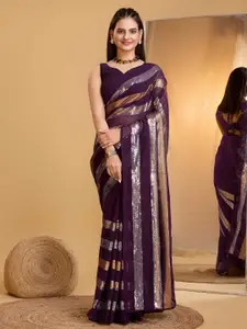 VAIRAGEE Striped Sequinned Poly Georgette Saree
