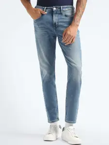 Flying Machine Men Tapered Fit Clean Look Heavy Fade Stone Wash Stretchable Jeans