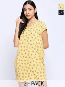 Camey Pack Of 2 Floral Printed T-shirt Nightdress