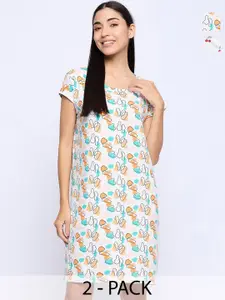 Camey Pack Of 2 Printed T-Shirt Nightdress