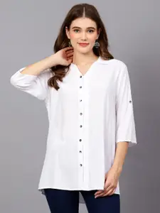 Indietoga Solid Rayon Longline Casual Shirt