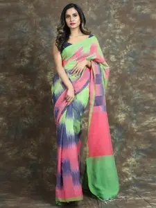 Charukriti Colourblocked Ikat Saree