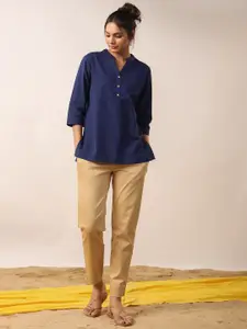 JISORA Mandarin Collar Cotton Top