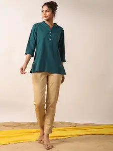 JISORA Mandarin Collar Cotton Shirt Style Top