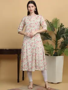 KALINI Women Floral Printed Flared Sleeves Sequinned Floral Kurta