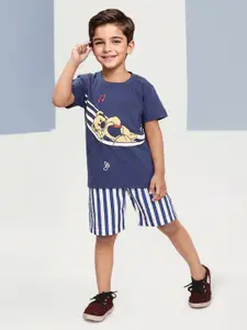 Toonyport Boys Printed Pure Cotton T-shirt with Shorts