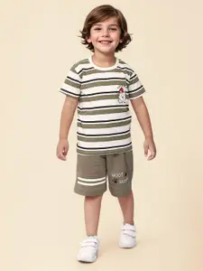 Toonyport Boys Striped Pure Cotton T-shirt with Shorts